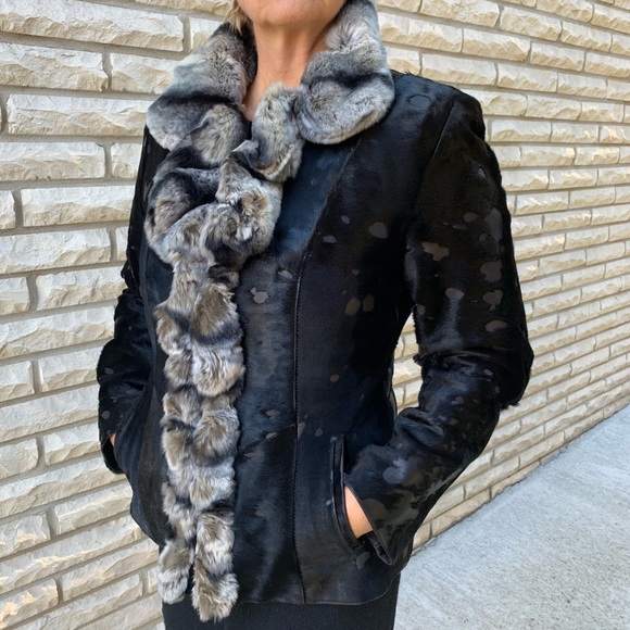 Genuine leather and real fur jacket size S - Picture 4 of 6